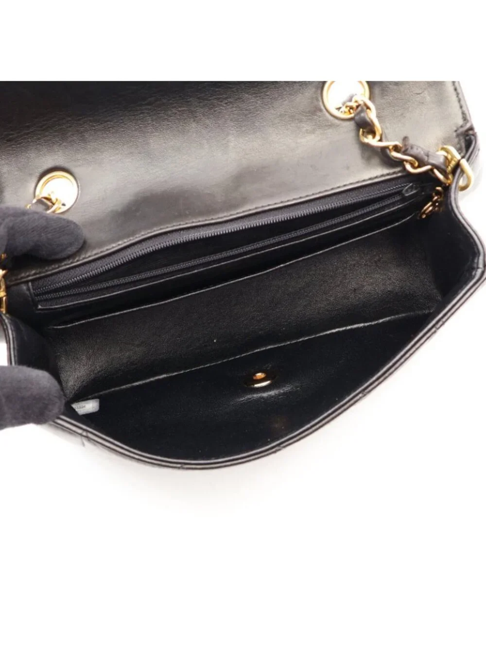 Chanel Shoulder Bag Quilted Diana Flap Black Lambskin Chain